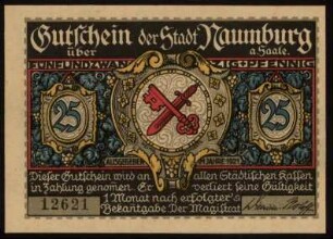 Gutschein der Stadt Naumburg a. Saale über 25 Pfennig