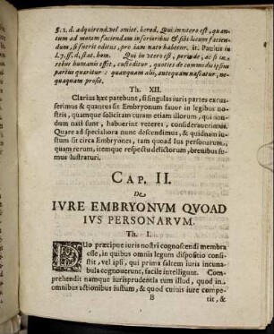 Cap. II. De Iure Embryonum Quoad Ius Personarum