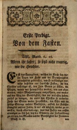 Johann Baptist Massillon, Königl. Hofpredigers und Bischofs zu Clermont, Fastenpredigten, welche vor dem Könige in Frankreich Ludwig dem Funfzehnten gehalten worden, 2
