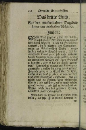 [6. Das 3. und 4te Capitel eines unbekandten Philosophi wunderliche Begebenheiten]