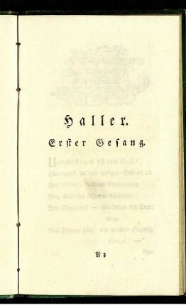 Haller. Erster Gesang.