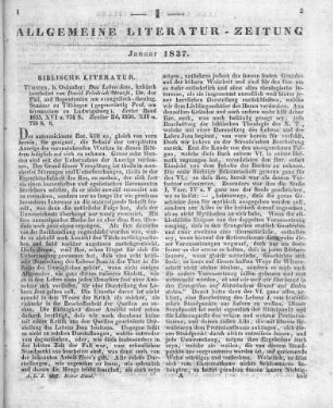 Strauß, D. F.: Das Leben Jesu. Tübingen: Osiander 1836