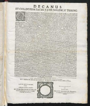 Decanus Et Collegium Facultatis Juridicae Tubing. L. S.