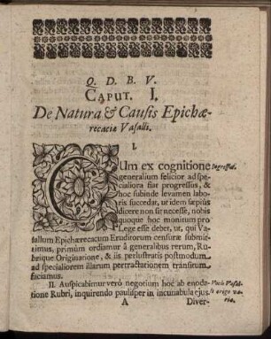 Caput. I. De Natura & Causis Epichærecaciæ Vasalli.