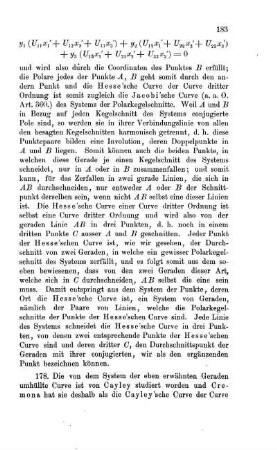 Die Cayley'sche Curve nach ihren verschiedenen Definitionen.