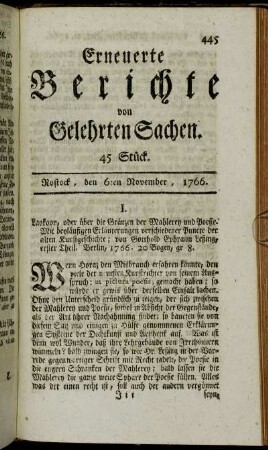 45 Stück. Rostock, den 6ten November, 1766