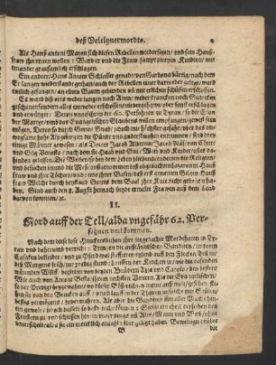 II. Mord auff der Tell/ alda ungefähr 62. Persohnen umbkommen.