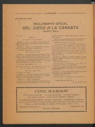 Reglamento oficial del juego a la canasta (basket ball) - (Concluye) : Sección de sport
