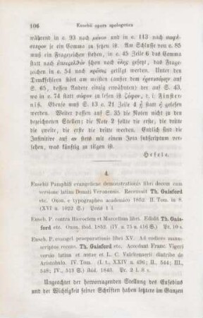 106-118 [Rezension] Eusebius Caesariensis, Eusebii Pamphili Evangelicae demonstrationis libri decem