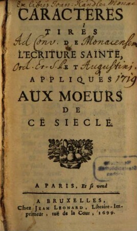 Caractères tirée de l'Écriture Sainte
