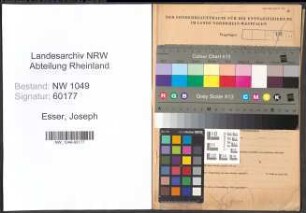 Entnazifizierung Joseph Esser , geb. 22.10.1887 ()