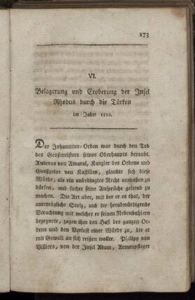 VI. Belagerung und Eroberung der Insel Rhodus durch die Türken im Jahre 1522.