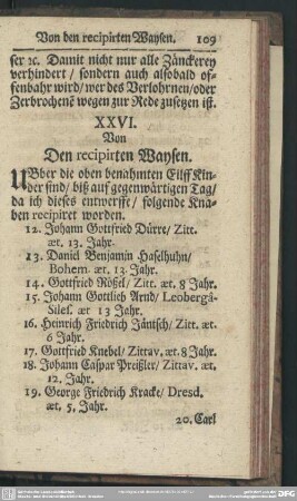 XXVI. Von Den recipirten Waysen