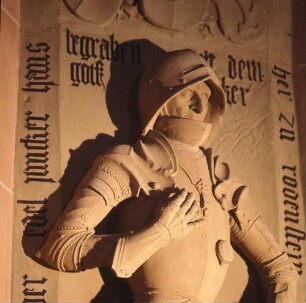 Grabdenkmal des Hans von Rodenstein. Bruststück. Fränkisch-Crumbach, Evang. Kirche