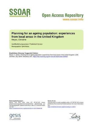 Planning for an ageing population: experiences from local areas in the United Kingdom