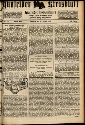 Zweite Ausgabe vom Samstag, den 27. August 1927.