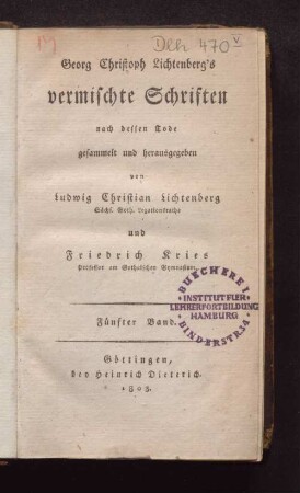 Bd. 5: Georg Christoph Lichtenberg's vermischte Schriften