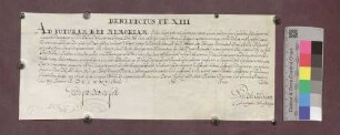 Papst Benedikt XIII. erteilt der Rosenkranz-Bruderschaft zu Ebringen ein Privileg.