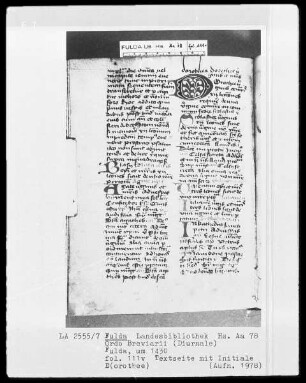 Ordo Breviarii — Initiale D(orothee), Folio 111verso