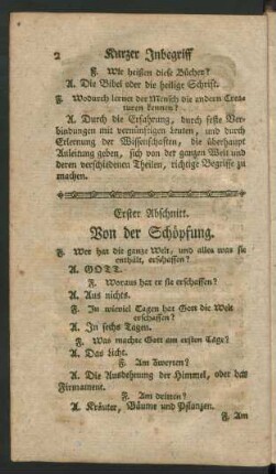 Erster Abschnitt. Von der Schöpfung