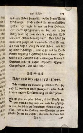 373-382, Acht und dreyßigste Anfrage