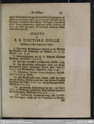 Scripta a S. R. Doctore Dolle hactenus edita sequentia sunt