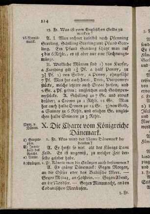 X. Die Charte vom Königreiche Dänemark.