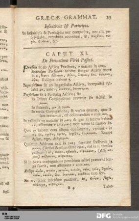 Caput XI. De Formatione Verbi Passivi