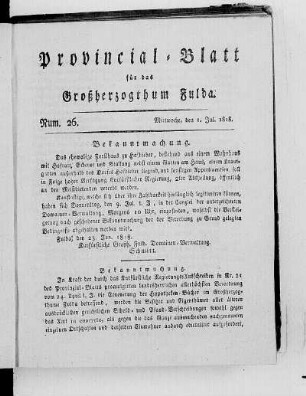 Num. 26, Ausgabe vom 1. Juli 1818