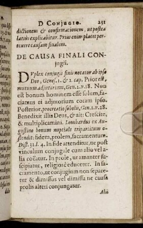 De Causa Finali Conjugii.