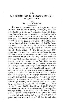 Die Berichte über die Belagerung Hamburgs im Jahre 1686.