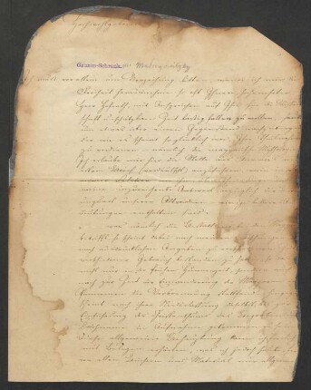 Brief an Jacob Grimm