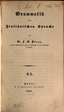 Grammatik der italiänischen Sprache