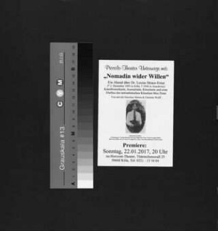 Programmkarte des Piccolo-Theater Unterwegs mit einer Lesung über die Kölner Jüdin Louise Straus-Ernst