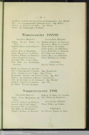Wintersemester 1888/89