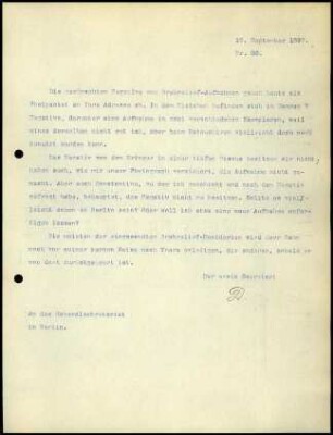 Bericht des ersten Sekretars an das General-Sekretariat