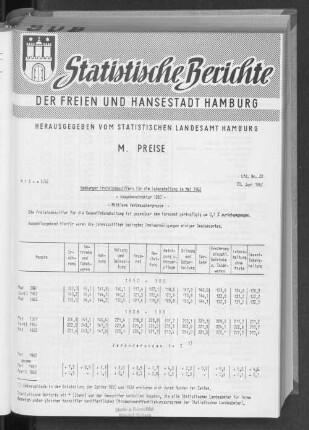Hamburger Preisindexziffern für die Lebenshaltung im Mai 1962 : Lfd. Nr. 20