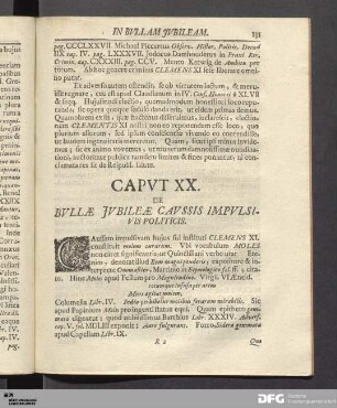 Capvt XX. De Bvllæ Jvbileæ Cavssis Impvlsivis Politicis.