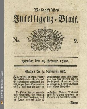 No. 9, Dienstag den 29. Februar 1780