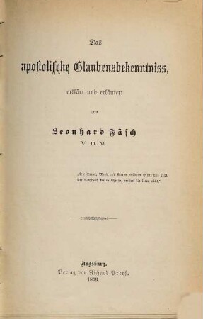 Das apostolische Glaubensbekenntniss