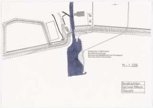 Deichsiel Emden-Petkum Schinkelwettbewerb 1986: Bauablaufplan 1. Jahr: Grundriss 1:2200
