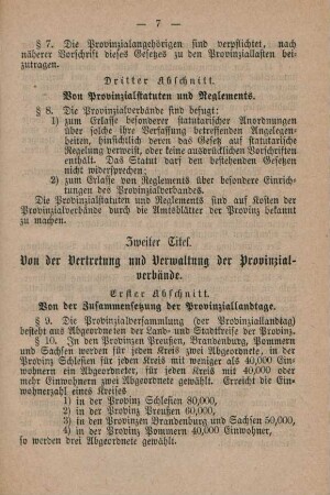 Dritter Abschnitt. Von den Provinzialstatuten und Reglements.