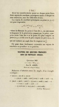 Solution de questions proposées dans les nouvelles annales.