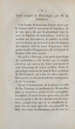 Cours complet de Physiologie; par M. de Grimaud