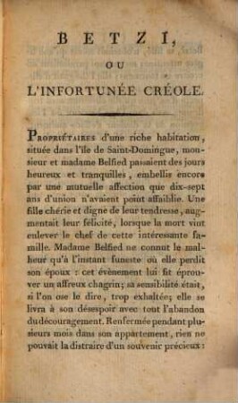 Betzi, Ou L'Infortunée Créole : Histoire Véritable, 1