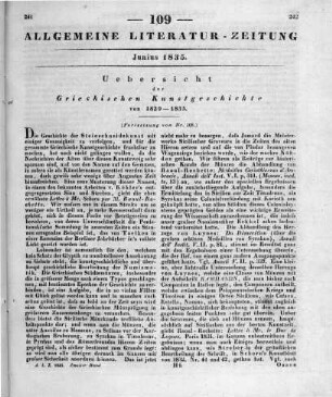 uebersicht der griechischen Kunstgeschichte von 1829-1833. (Fortsetzung von Nr. 108)