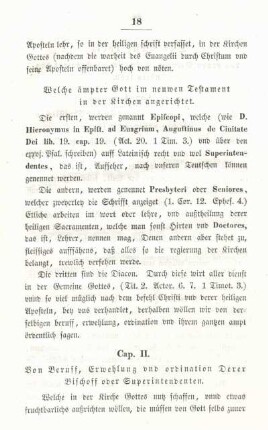Cap. II. Von Beruff, Erwehlung und Ordination derer Bischoff oder Superintendenten.