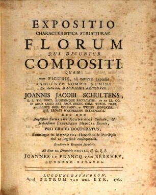 Expositio characteristica structurae florum qui dicuntur compositi