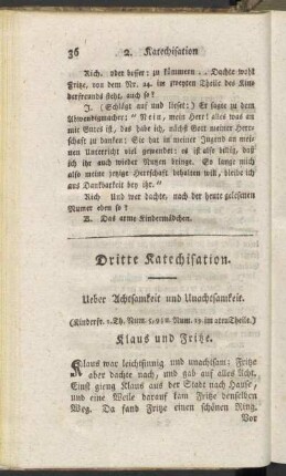 Dritte Katechisation. Ueber Achtsamkeit und Unachtsamkeit.