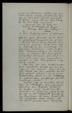 Aufbewahrung der von Professor Sartorius von Waltershausen der Universität vermachten mineralogischen und physikalischen Sammlung im Universitätsgebäude.
